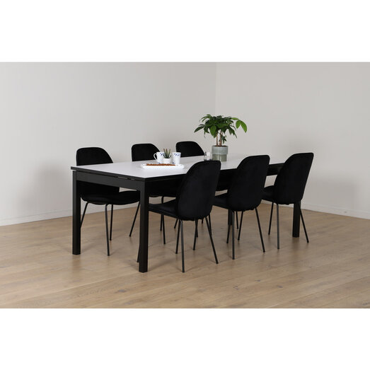 Kario spisebord 215x90 cm med 6 Kaja stole