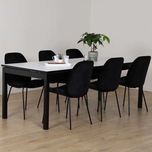 Kario spisebord 215x90 cm med 6 Kaja stole
