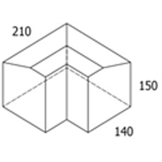 Multikant brud TP15 udvendig hjørne, koks med skrå bagkant - 14x21x15,5 cm
