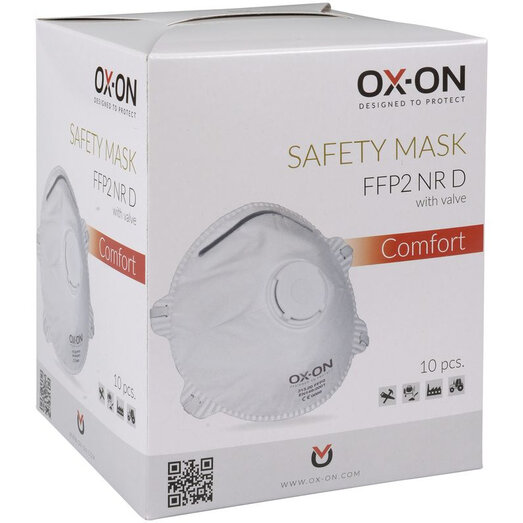 OX-ON FFP2D Comfort støvmaske med ventil 10 stk.