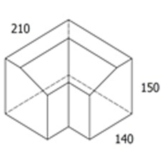Multikant brud TP15 indv.hjørne, grå med skrå bagkant - 14x21x15,5 cm