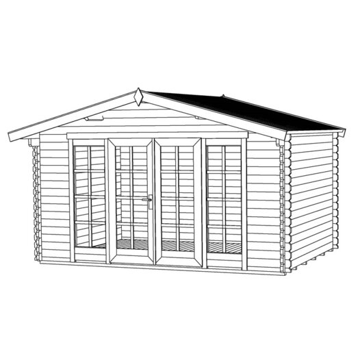 Nils hytte med dobbeltdør og sidevinduer, 10,12 m² 