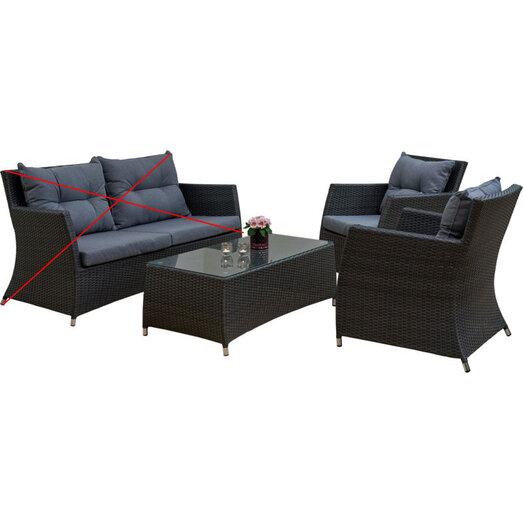 Brohave loungesæt grå m/2 stole uden sofa - Outlet (Læs beskrivelse vedr. fejl og mangler)