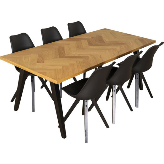 Cille spisebord 200x90 cm med 6 Dima stole