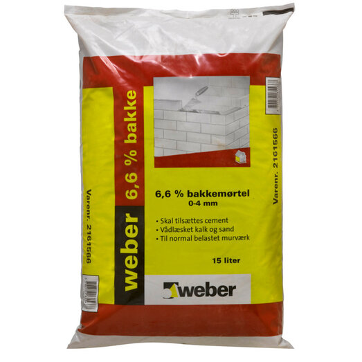 Weber 6,6% bakkemørtel 0-4 mm. 15 liter