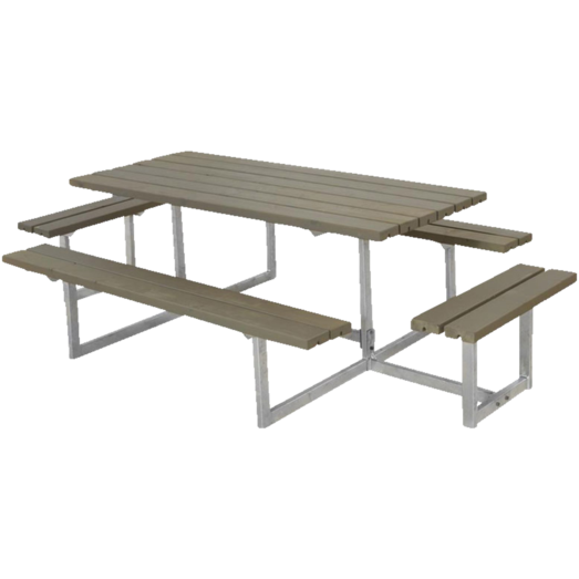 Plus Basic bord/bænkesæt med 2 påbygninger 260 cm gråbrun
