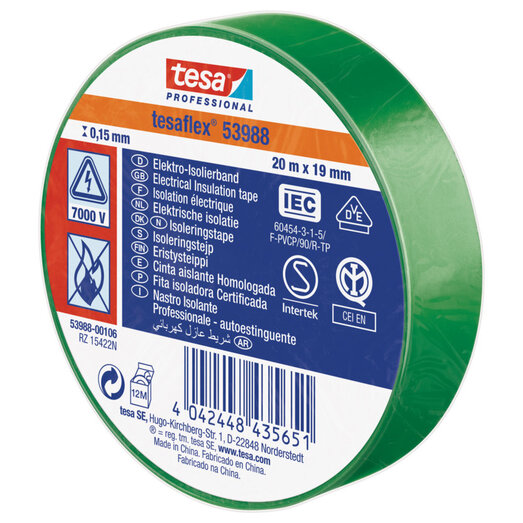 Tesaflex® 53988 isoleringstape 15 mm x 10 m grøn