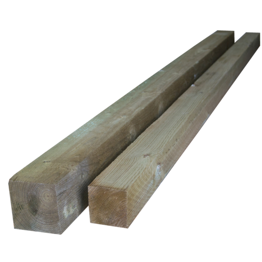 Tømmer ru stolper trykimprægneret 75 x 75 mm