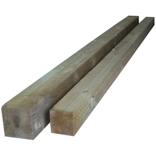 Tømmer ru stolper trykimprægneret 97 x 97 mm