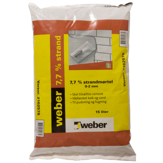 Weber 7,7% strandmørtel 0-2 mm. 15 liter