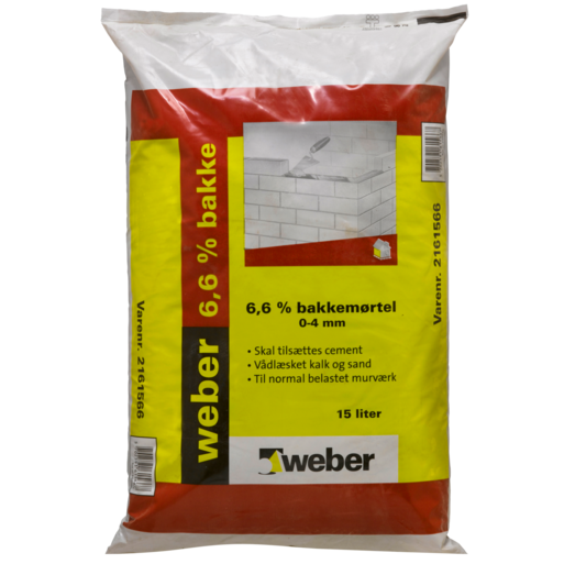 Weber 6,6% bakkemørtel 0-4 mm. 15 liter