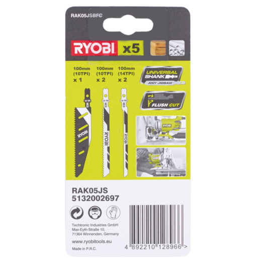 Ryobi RAK05JSBFC stiksavsklinger træ og plastik 5 stk.