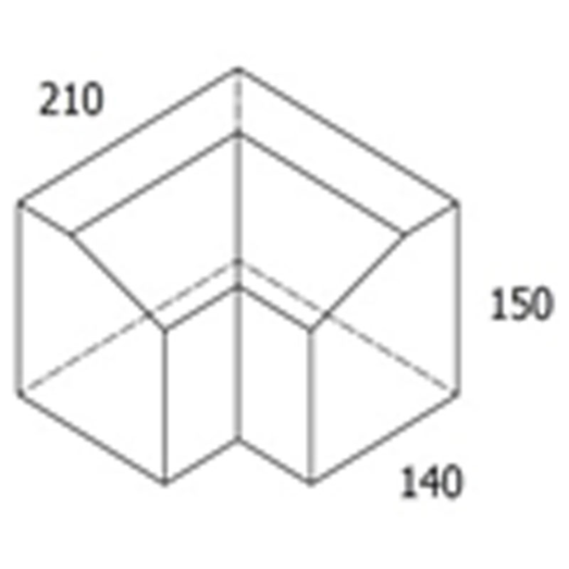 Multikant standard TP15 indv.hjørne, koks med skrå bagkant - 14x21x15,5 cm