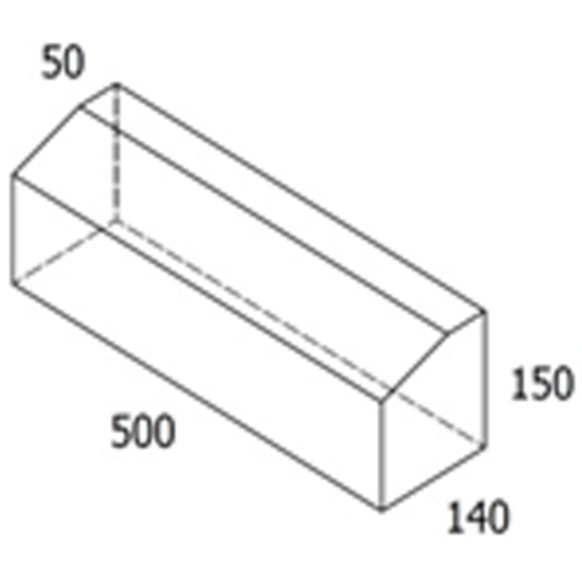 Multikant standard TP15/50 grå med skrå forkant - 14x50x15,5 cm