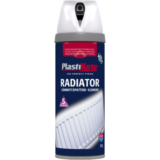 Plasti-kote radiator twist spraymaling satin hvid