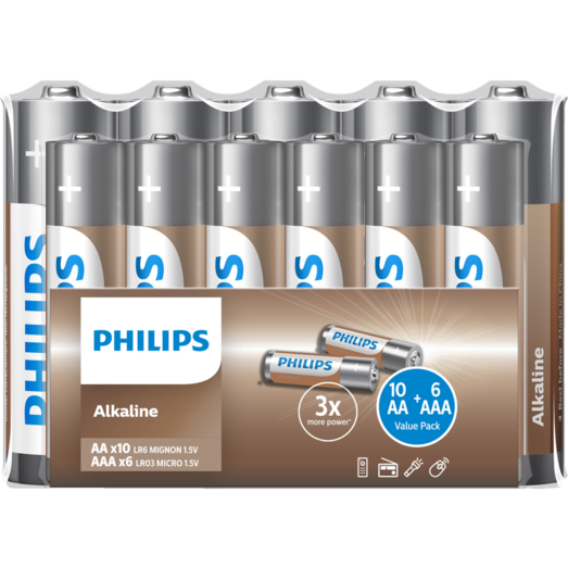 Philips AA+AAA batterier 16 stk