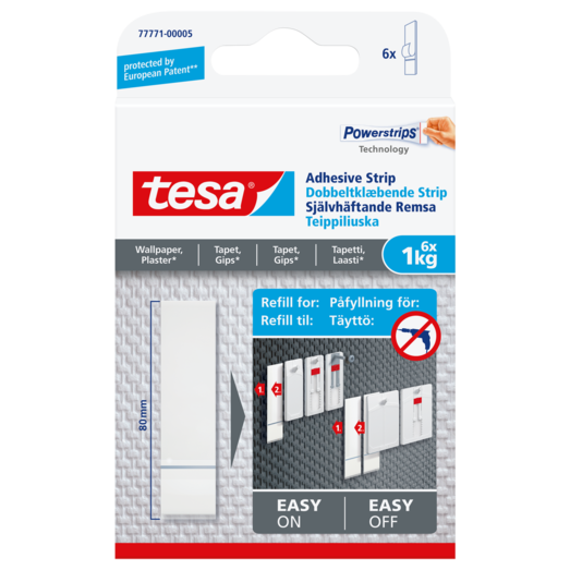 Tesa® dobbeltklæbende strips t/tapet og gips (1 kg) - 6-pak