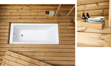træterrasse med indbygget badekar