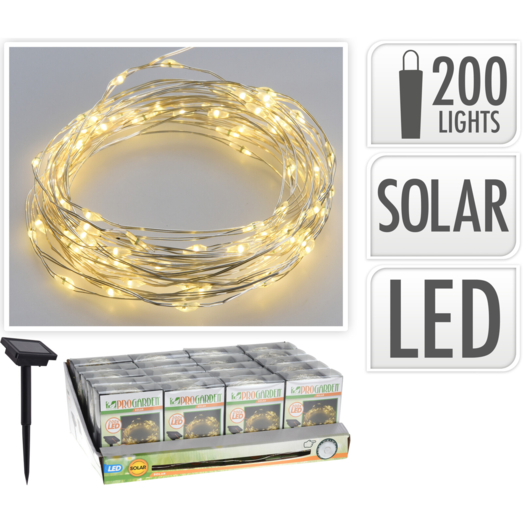 Lyskæde solar 200 LED sølv wire