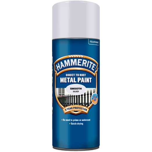 Hammerite glat-effekt metalmaling spray sølv