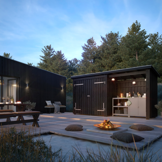 Plus Nordic Multi havehus 4,7 m² 2 moduler med dobbeltdør og åben front inkl. tagpap og H-stolpe