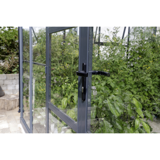 Elmholm Exclusive vægdrivhus antracit med hærdet glas og sokkel, 13,1 m²
