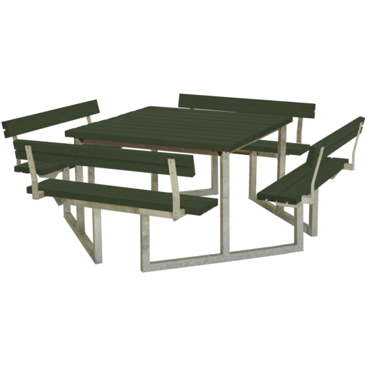 Plus Twist bord/bænkesæt med 4 ryglæn 227 cm grøn