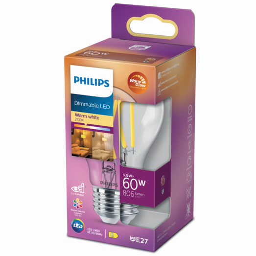 Philips Standard LED pære E27 60W 1 pack