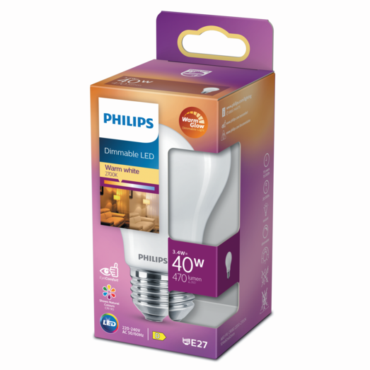 Philips Standard LED pære 40W E27 varmt skær