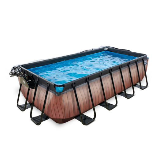 Exit Wood pool m/ filter, varmepumpe, stige og overdækning 400x200x100 cm