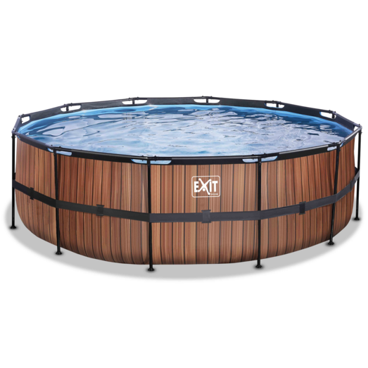 Exit Wood pool trælook m/filter og stige Ø450x122 cm