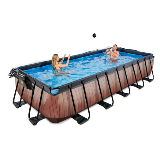 Exit Wood pool m/ filter, varmepumpe, stige og overdækning 540x250x100 cm 