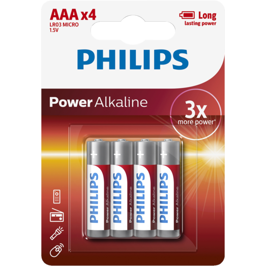 Philips Power alkaline LR03/AAA batteri 4 stk.
