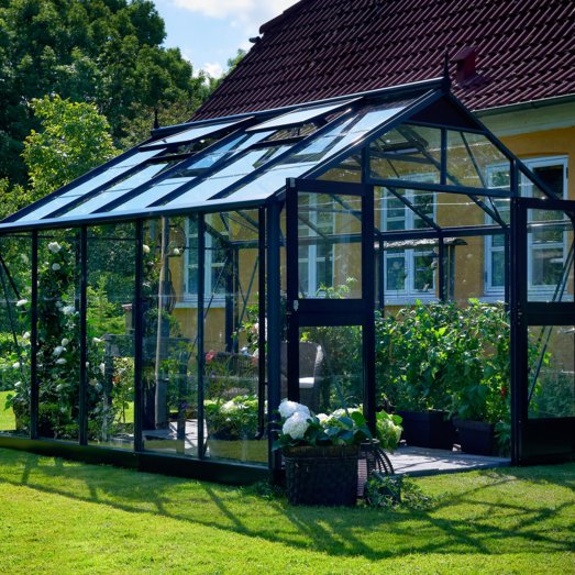 Juliana Premium drivhus antracit og sort med hærdet glas, 10,9 m² 