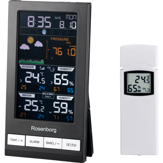 Rosenborg WS2811 trådløs vejrstation med baro-, hydro- og termometer