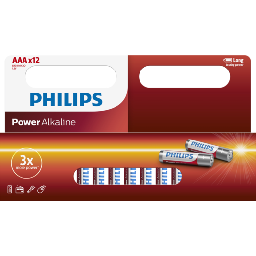 Philips Power Alkaline LR03/AAA batteri 12 stk.
