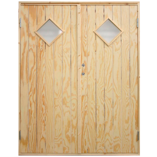 Plus dobbeltudhusdør plywood med vindue inkl. karm HU 151,2x197,8 cm