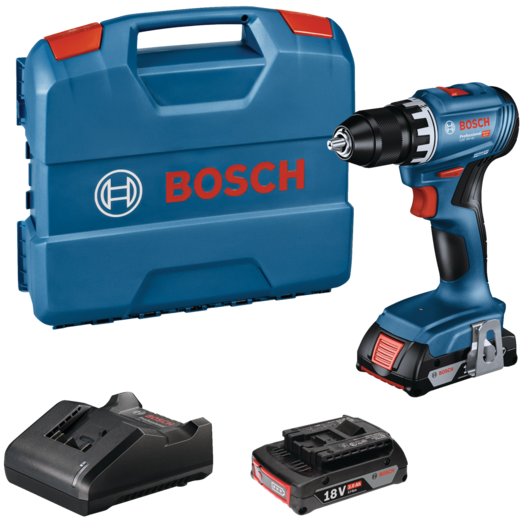 Bosch GSR 18V-45 inkl. 2x2,0 Ah batteri og lader 