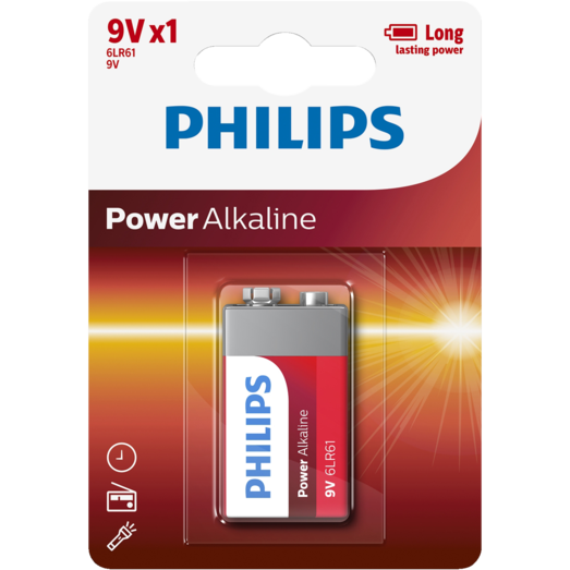 Philips Power Alkaline 6LR61/9V batteri 1 stk.