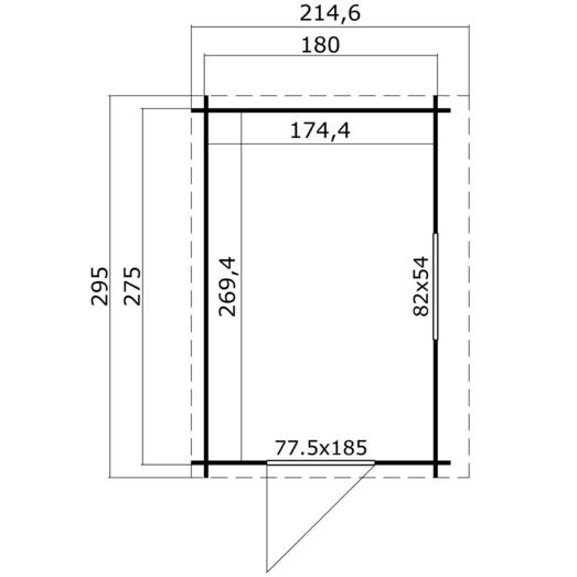 Jura redskabsskur med enkeltdør og vindue, 4,7 m²