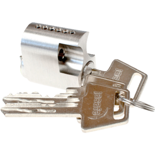 Jasa cylinder 6-stift rokoko m/3 nøgler messing mat forniklet