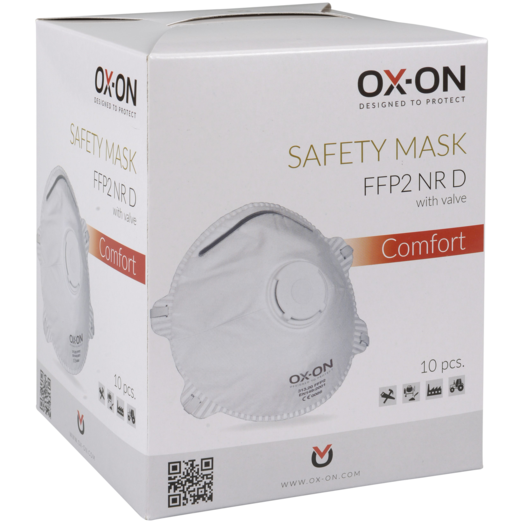 OX-ON FFP2D Comfort støvmaske med ventil 10 stk