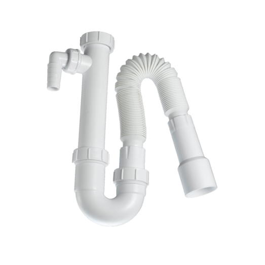Vandlås t/køkkenvask m/slangestuds 1 1/2"x40/50 mm hvid
