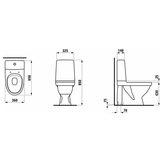 Laufen Kompas toilet t/limning m/skjult S-lås hvid 