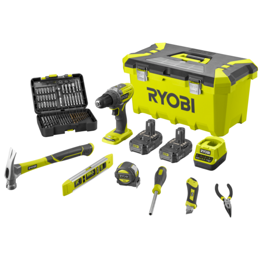 Ryobi startsæt bore-/skruemaskine inkl. værktøj