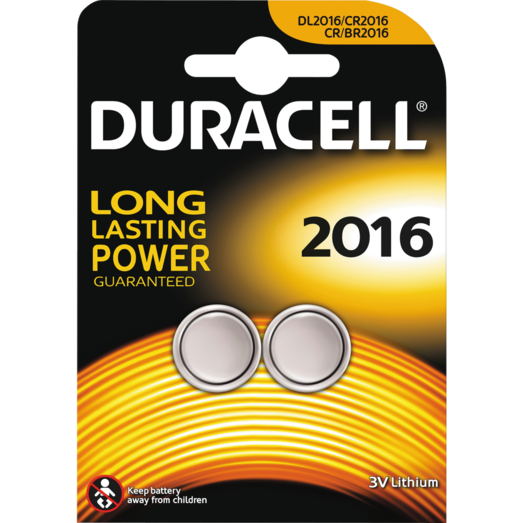 Duracell batteri Electronics knapcell CR2016 - 2 stk. pk.
