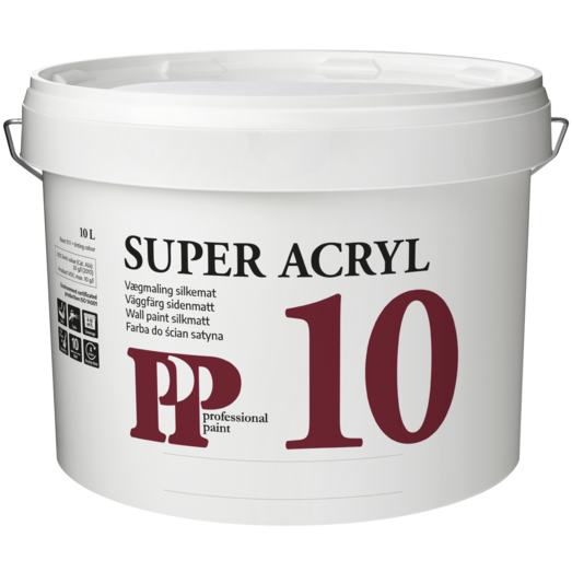PP Vægmaling Super 10 Acryl hvid 9,1 L