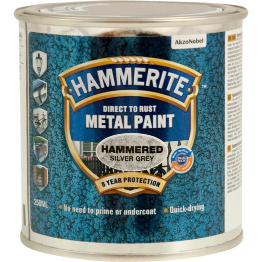 Hammerite effekt metalmaling sølvgrå
