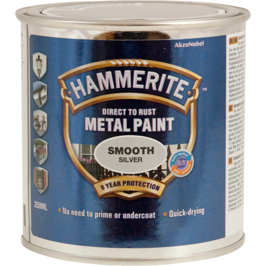 Hammerite glat-effekt metalmaling  sølv