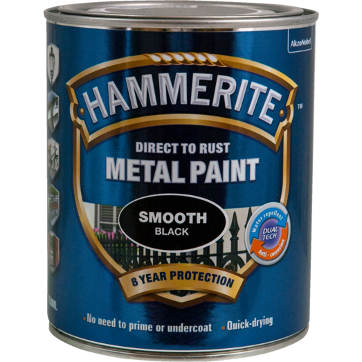 Hammerite glat-effekt metalmaling sort